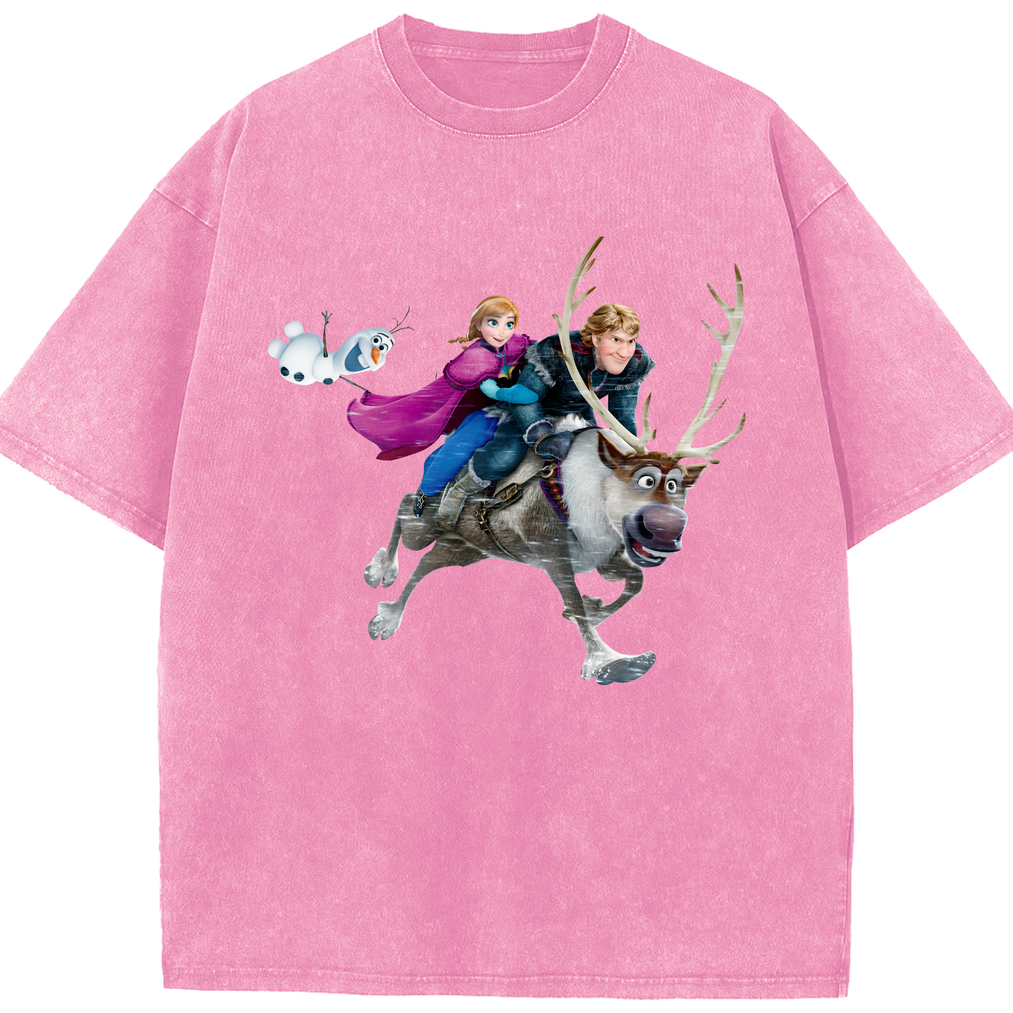 （画像用） アナと雪の女王 アンナ エルサ Frozen Anna Elsa 綿100% ヴィンテージ風 半袖Tシャツ（フロントプリント）